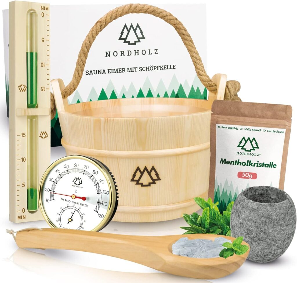 NORDHOLZ Saunaeimer mit Kelle aus nordischer Fichte
