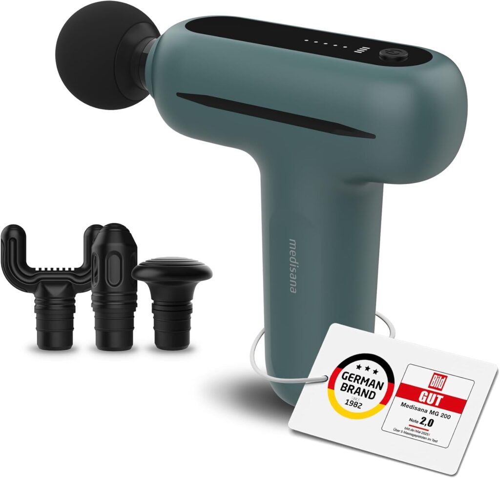 medisana MG 200 Mini Massage Gun mit 4 Aufsätzen und Smart-Modus