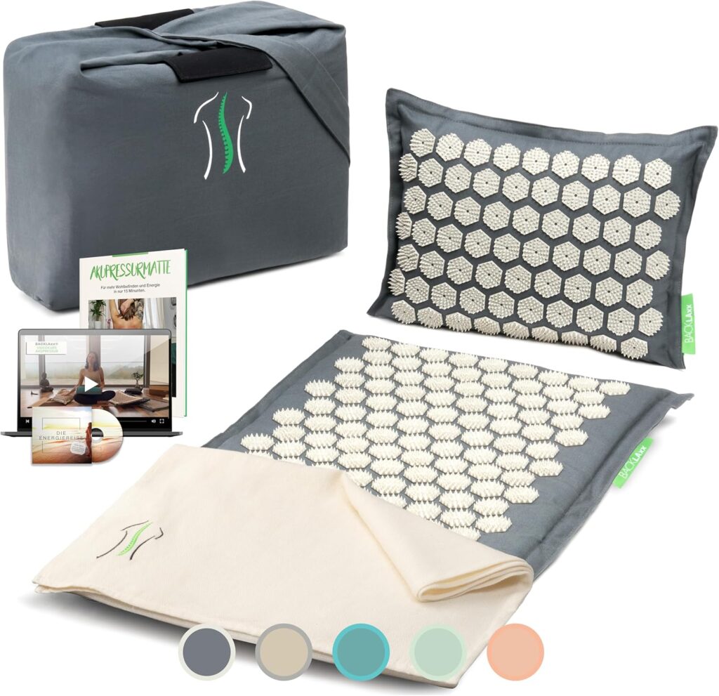 Akupressurmatte gegen Rückenschmerzen mit Tragetasche