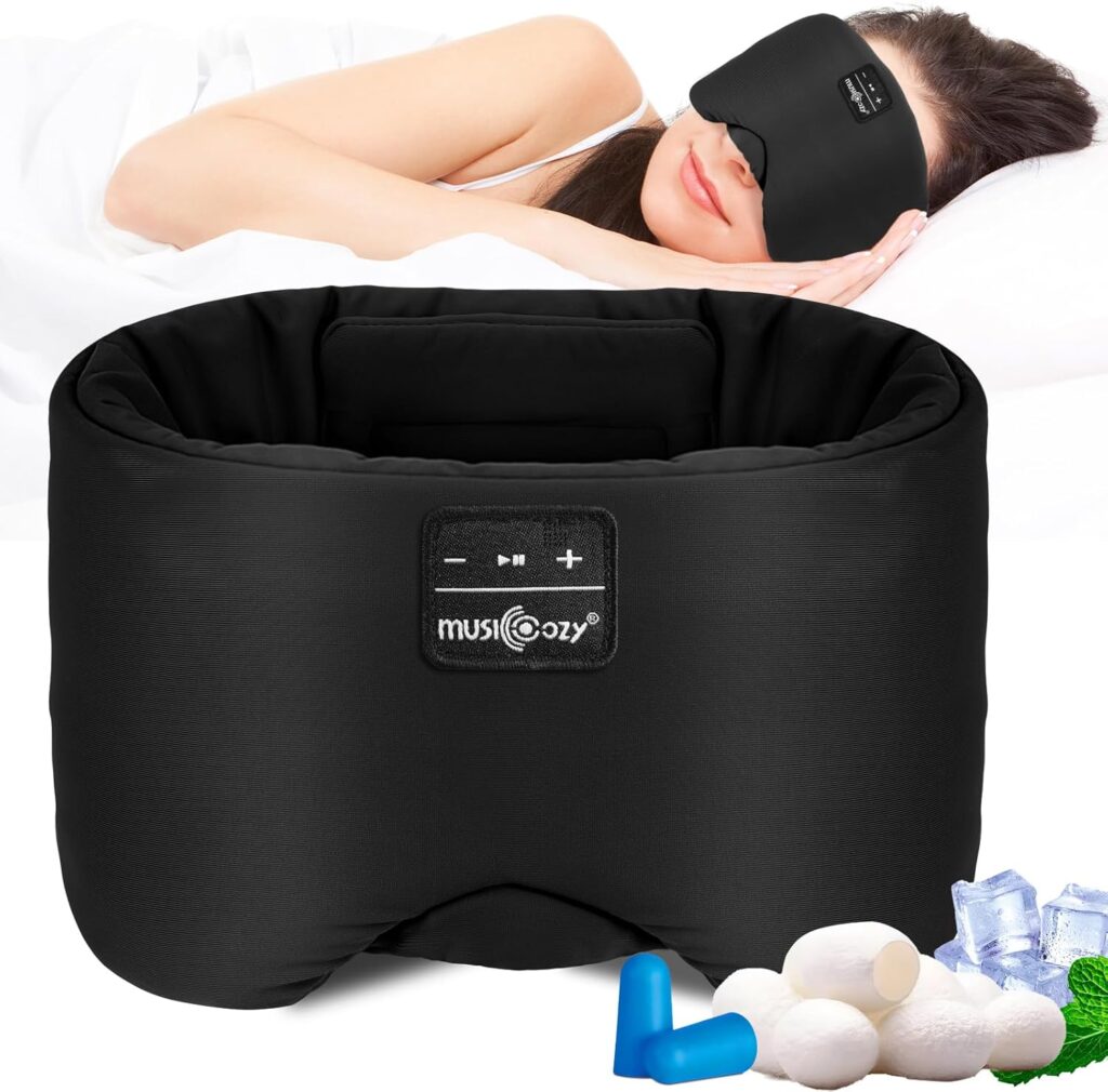 MUSICOZY Schlafmaske mit 100 % Verdunkelung und Bluetooth